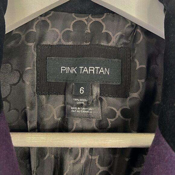 Pink Tartan Purple 100% Wool Double Breasted Blazer Jacket - Picture 4 of 5